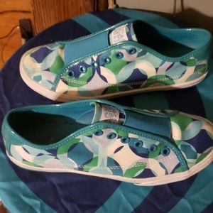 Coach blue and green slip on sneakers 6.5
